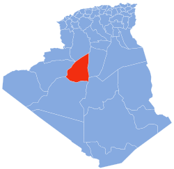 Map of Algeria highlighting Timimoun