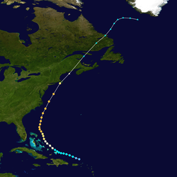 Trajectoire de l’ouragan Edna