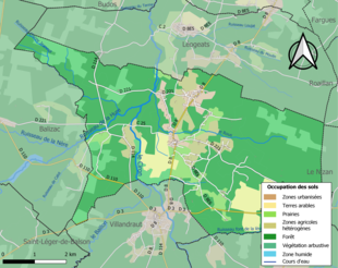 Carte en couleurs présentant l'occupation des sols.