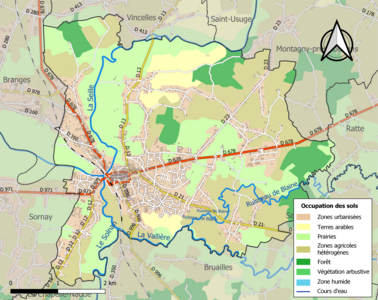 Carte en couleurs présentant l'occupation des sols.