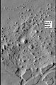 O quadrado na imagem destaca a área da próxima imagem da HiRISE. As protuberâncias e mesas foram provavelmente formados pela erosão de depósitos de uma antiga cratera.