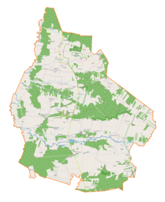 Mapa konturowa gminy Kluczewsko, na dole nieco na lewo znajduje się punkt z opisem „Komparzów”