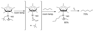 C–H activation of pentane, as seen in Ledgzdins et al., J. Am. Chem. Soc. 2007, 129, 5372–3.