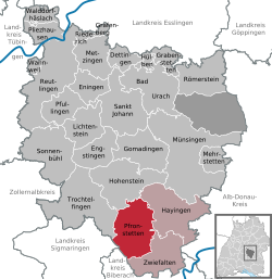 Elhelyezkedése Baden-Württemberg térképén