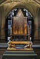 Image 42King Edward's Chair in Westminster Abbey. A 13th-century wooden throne on which the British monarch sits when he or she is crowned at the coronation, swearing to uphold the law and the church. The monarchy is apolitical and impartial, with a largely symbolic role as head of state. (from Culture of the United Kingdom)