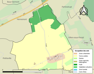 Carte en couleurs présentant l'occupation des sols.