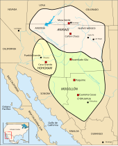 Map portraying ancestral Hohokam lands circa 1350