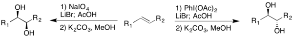 The modification of the Prevost-Woodward reaction proposed by Sudalai.