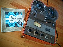 Ampex 601 playing a recording of "Les Paul's New Sound". Made in Redwood City, California. Circa 1956.