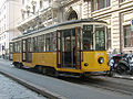 Peter Witt tram car in Milan, Italy, restored to the original livery.