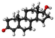 A ball-and-stick model of testosterone.