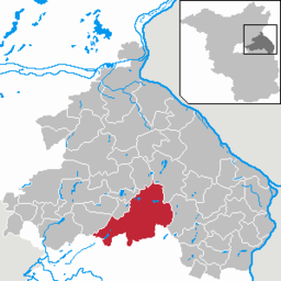 Läget för staden Müncheberg i Landkreis Märkisch-Oderland