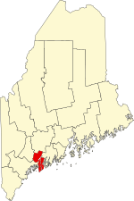 Map of Maine highlighting Sagadahoc County