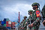 Indonesian Army soldiers of the 641st Raider Infantry Battalion/Beruang, 19th Infantry Brigade/Khatulistiwa, Kodam XII/Tanjungpura