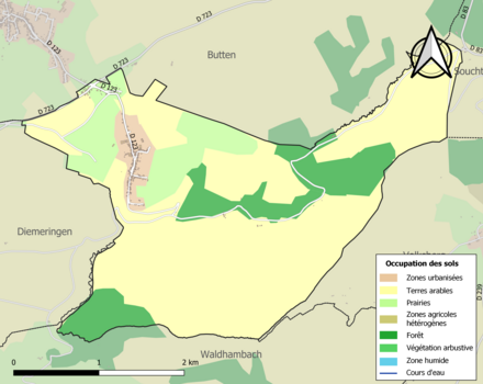 Carte en couleurs présentant l'occupation des sols.