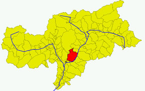 Poziția comunei în cadrul provinciei