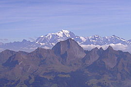 Mont Charvin, with Mont Blanc beyond, seen from Saint-Ferréol