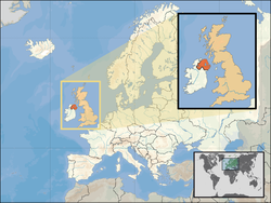 Location of  Noten Aialan  (orange) – in the European continent  (caramel & white) – in the United Kingdom  (caramel)