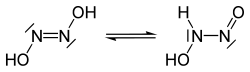 Tautomer wireframe models of hyponitrous acid