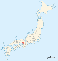 Settsu vilayetinin Japonya'daki konumu (1868)