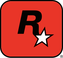 A capital "R" in black with a five-pointed, white star with a black outline appended to its lower-right end. They lay on a red square with a black outline and rounded corners.