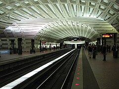 Intersection of coffered concrete ceiling vaults at Metro Center (opened 1976), a major transfer station