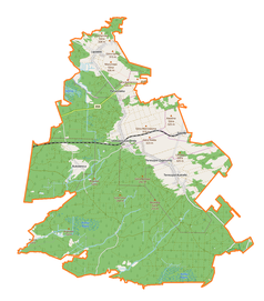 Mapa konturowa gminy Tereszpol, blisko centrum u góry znajduje się punkt z opisem „Tereszpol-Zaorenda”