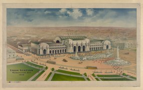 Union Station in 1906 before its opening. Notice the absence of the Columbus Fountain