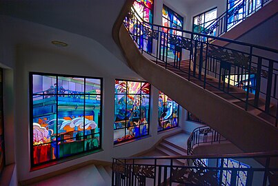 Escalier de l'entrée d'honneur des Grands Bureaux des Aciéries à Longwy-Longlaville