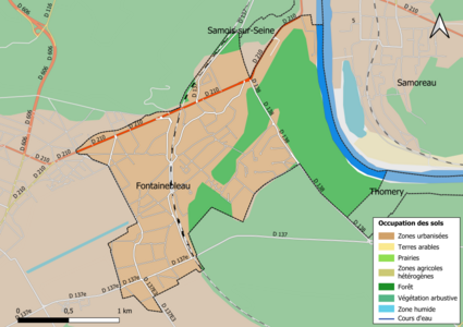 Carte des infrastructures et de l'occupation des sols en 2018 (CLC) de la commune.