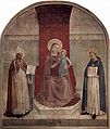 Ar Werc'hez Vari gant sant Dominig (en tu dehoù) ha sant Zanobi (tu kleiz), livet gant Fra Angelico