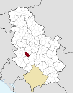 Location of the municipality of Lučani within Serbia