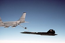 KC-135 and SR-71 during an "in-flight" refueling