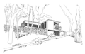 Sketch design for the Dobell House with the final composition reversed.