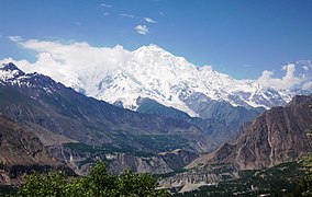 Una vista de Hunza y áreas al norte de Rakaposhi, Pakistan.