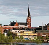 Luleå sentrum med Luleå domkyrkje.