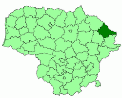 Location of Zarasai district municipality within Lithuania