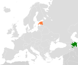 Map indicating locations of Azerbaijan and Estonia