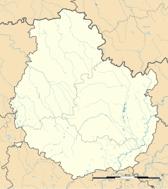 Mapa konturowa Côte-d’Or, na dole nieco na prawo znajduje się punkt z opisem „Villy-le-Moutier”