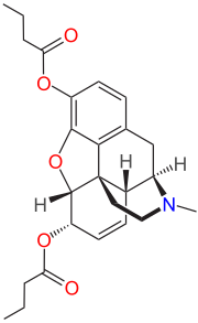 Skeletal formula of dibutyrylmorphine