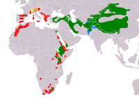 Distribution of Gypaetus barbatus      Resident      Non-breeding      Probably extinct     Extinct      Possibly extant (resident)      Extant & reintroduced (resident)