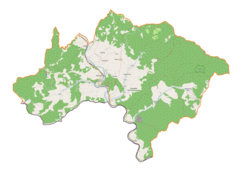 Mapa konturowa gminy Piwniczna-Zdrój, u góry znajduje się punkt z opisem „Kokuszka”