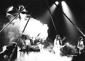 Utopia, 1977. L-R: Roger Powell, Willie Wilcox, Todd Rundgren and Kasim Sulton.