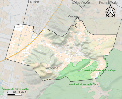 Carte des ZNIEFF de type 1 sur la commune.