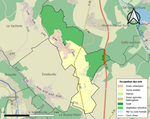 Carte en couleurs présentant l'occupation des sols.