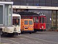 Essener Museumswagen 500 (rechts) im Essener Stadtbahnbetriebshof