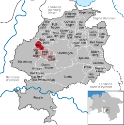 Läget för kommunen Hespe i Landkreis Schaumburg