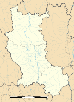 Mapa konturowa Loary, na dole po prawej znajduje się punkt z opisem „La Terrasse-sur-Dorlay”