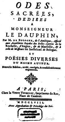 Pierre de Bologne, Odes sacrées, 1758.jpg