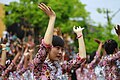 Young students perform traditional Burmese Dance during opening ceremony of Thingyan Water Festival at Mandalay City Hall in Mandalay, Myanmar on 12 April 2012.